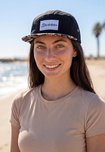 Image of Blackskies 5-Panel Cap with Floral Pattern Unisex Baseball Cap