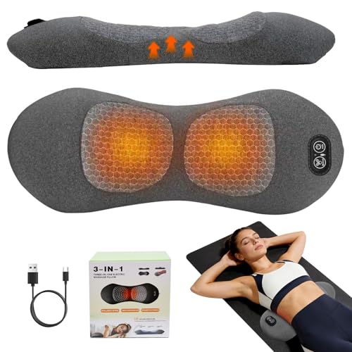 3-in-1 Rückenmassagegerät Massagegerät Rücken mit Traction Vibration & Wärme Back Massager Ergonomische Rückenstütze Rücken Massagegerä Intelligentes Massagegerät für Büro Zuhause Reise