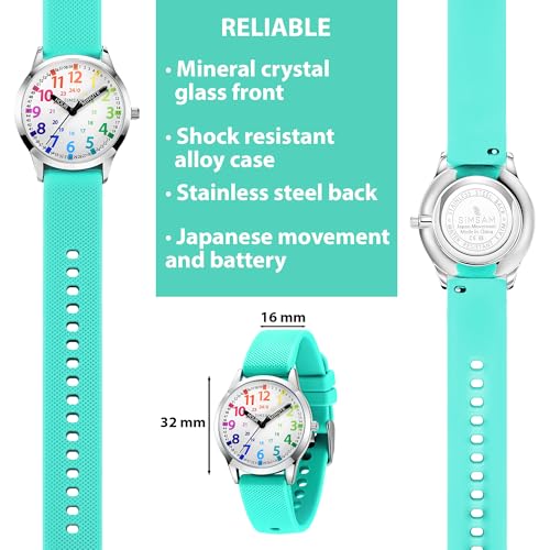 Image of Kids Analog Watch, Learning Watch for Kids 8-12, Waterproof Time Teacher Watches for Boys Ages 5-7 6-8, Easy to Read Educational Girls Watches Ages 8-12, Great Gift Boys Girls Year 4-12 Old Waterproof