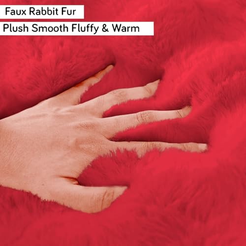 Image of Luxe Home Premium Rabbit Fur Sofa Cover 3 Seater Ultra-Soft Washable Anti-Slip Slipcover for Sofa (Maroon, 68x183 cm)