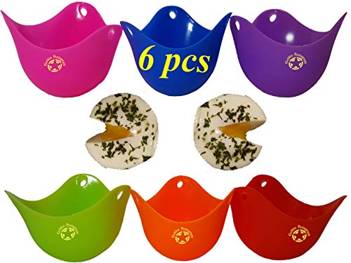 Egg Poacher, Pack of 6, Silicone Egg Poaching Cups, Microwave, Stovetop, Oven Egg Cooking, Food grade, BPA Free