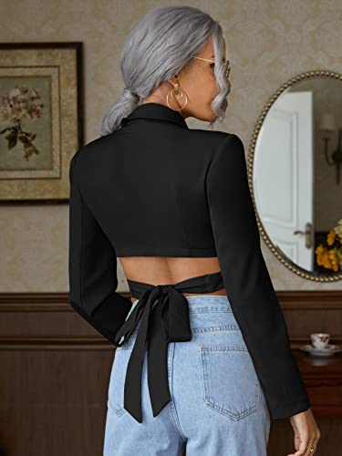 womens blazers dressy casual Lapel Neck Tie Back Wrap Blazer2