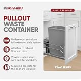 Rev-A-Shelf - 53WC-1535SCDM-117 - Pojedynczy 35 Qt. Wyciągany srebrny pojemnik na odpady z przesuwkami SoftClose