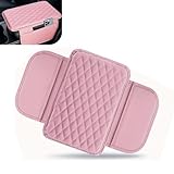 Hugwits Car Center Console Cover, Waterproof Leather Car Armrest Cover Cushion with Side Storage Pockets, Upgraded Vehicle Armrest Storage Box, Universal for SUV, Sedan, Truck (Pink)