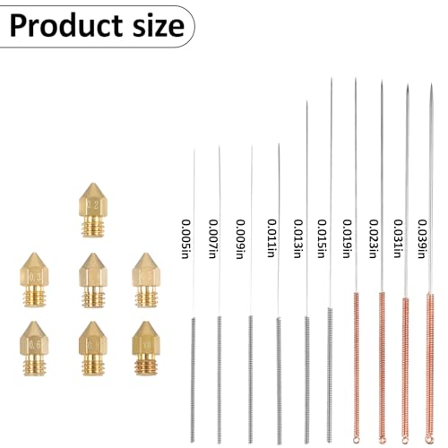 3D Drucker Zubehör, 3D Drucker Düsenreinigungsnadeln 3D-Drucker Düsen Reinigungsset 10 Stück Düsenreinigungsnadel aus Edelstahl 0.15/0.2/0.25/0.3/0.35/0.4/0.5/0.6/0.8/1.0mm, mit Düsen – Bild 4