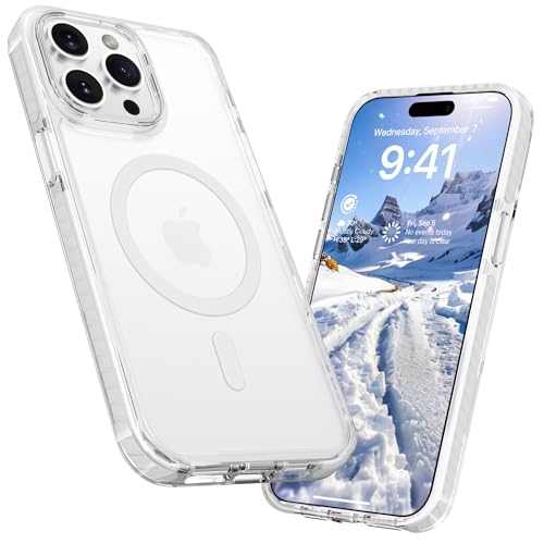 Coque transparente pour iPhone 13 Pro LATVIN magnétique compatible MagSafe antichoc blanc