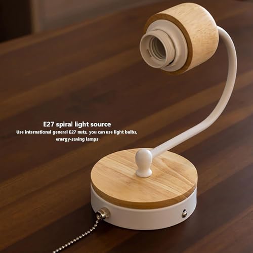 Aplique de pared E27 con interruptor de madera blanca para mesita de noche 5