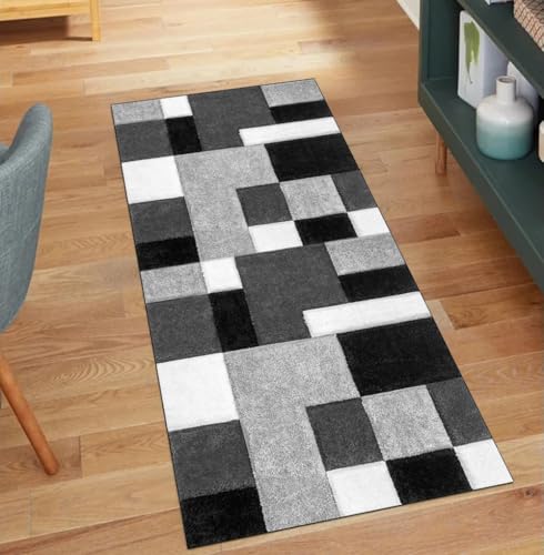 Alfombra larga patchwork de poliéster para pasillos transitados 2