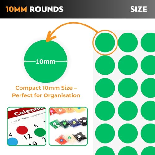 HNTR® 3000 Klebepunkte 10 mm Selbstklebend – 10 leuchtende Farben – Runde Farbige Aufkleber für Büro, Schule & Basteln