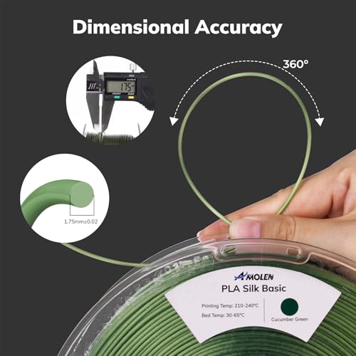 Image of AMOLEN Silk PLA Filament 1.75mm 3D Printer Filaments, Accuracy ±0.02mm Shiny Filament for 3D Printing, 1kg(2.2lbs) Spool, Compatible with Most FDM Printer