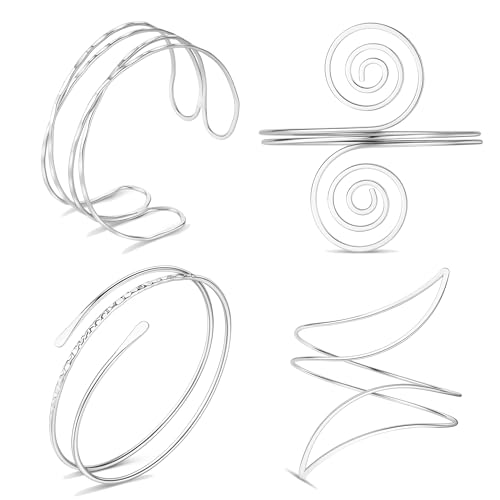 FIRAZIO 4PCS Arm Cuff Jewelry for Women Upper Arm Cuff Bangle Band Armlet Adjustable Arm Cuff Bracelet Set