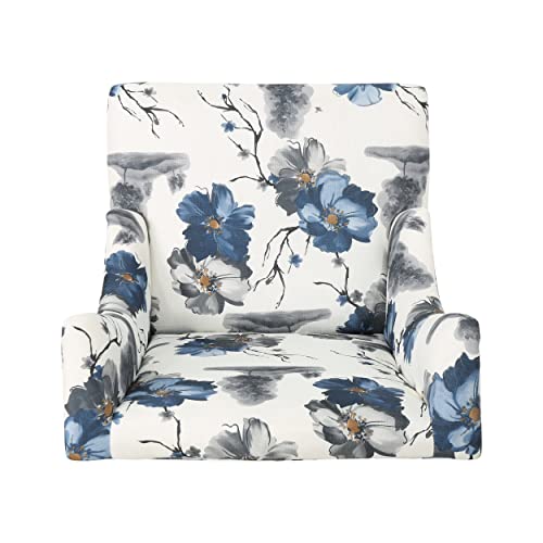 Sillón Alto Tapizado Blanco y Azul Floral miniatura 6