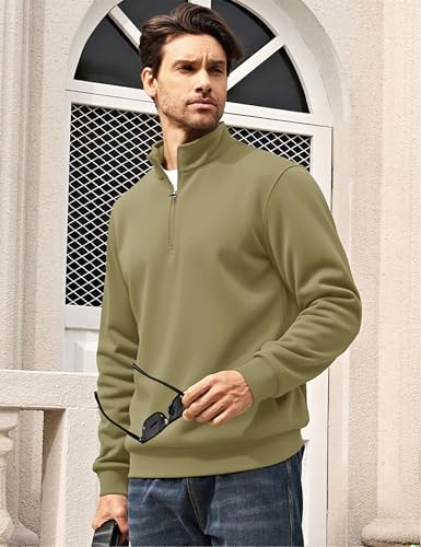 Image of MAGCOMSEN Men's Sherpa Lined Quarter Zip Fleece Heavyweight Pullover Winter Warm Sweatshirts