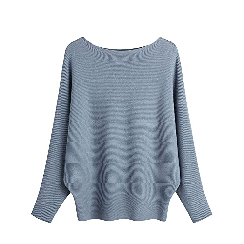 Image of EDSTAR Women Dolman Batwing Sleeves Knitted Sweaters Winter Boat Neck Pullovers Tops