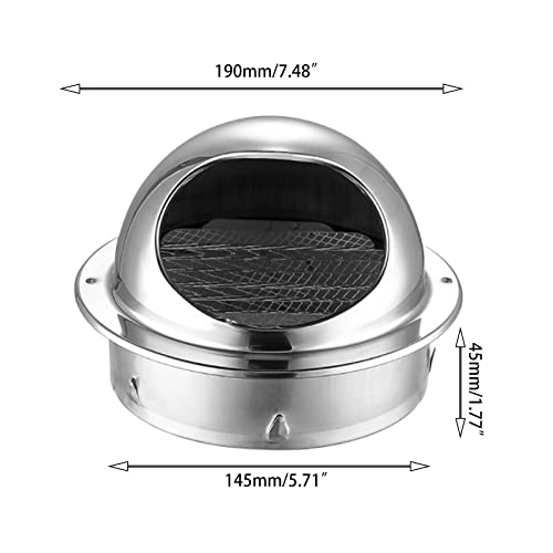 Griglia di ventilazione in acciaio inox, 150 mm