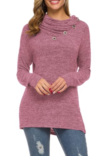 Image of WEACZZY Women's Long Sleeve Shirts Button Cowl Neck Casual Loose Tunic Tops Blouse Dressy Fashion 2026