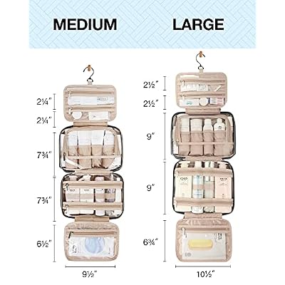 BAGSMART Toiletry Bag Hanging Travel Makeup Organizer with TSA Approved Transparent Cosmetic Bag Makeup Bag for Full Sized Toiletries, Medium-Black