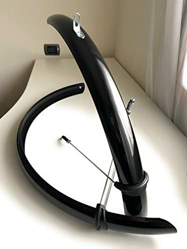 Generico PARAFANGO PARAFANGHI Anteriore E Posteriore MTB Mountainbike Nero 26' Resistente Completo di ASTE E Viti
