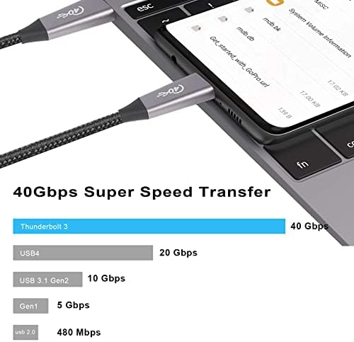 MUROSE Thunderbolt 3 Cable 3.3 ft, USB C TO USB C Cable Supports 40Gbps Date Transfer 100W Charging(20V 5A) support 8K@60Hz Monitor, Ideal for Type-C MacBook, Dell, Apollo, Pixel, Docking, Hub ect.