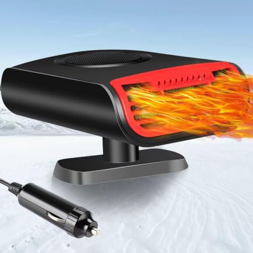 12V/150W Car Heater,Handle Portable Fast Heating Car Heater for Vehicle with Heating/Ambient Wind Fan, Plug into Cigarette Lighter 360 Degree Rotation Defroster Defogger for Car Windshield