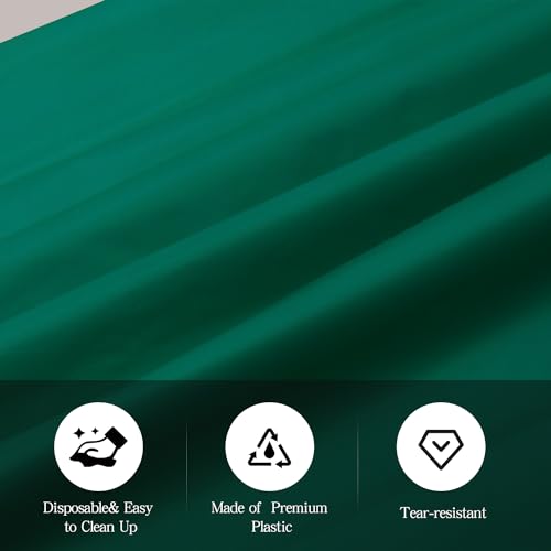 Image of tujol Dark Green 6 Pack Plastic Table Cloth 54 inch x 108 inch, Disposable Tablecloths Rectangle Table Cover, Plastic Tablecloths for Parties