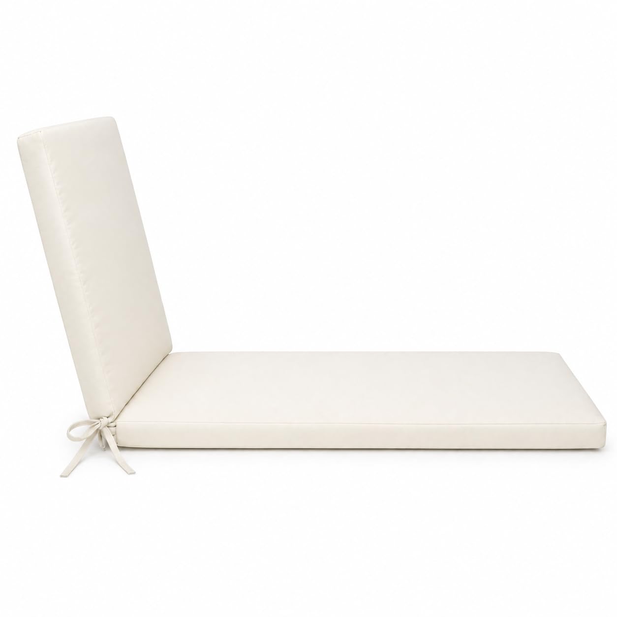 Cuscino Premium per Lettino Prendisole 190x60 cm | Schienale Reclinabile, Imbottitura Comfort e Laccetti | Ideale per Giardino, Piscina e Outdoor (Avorio)