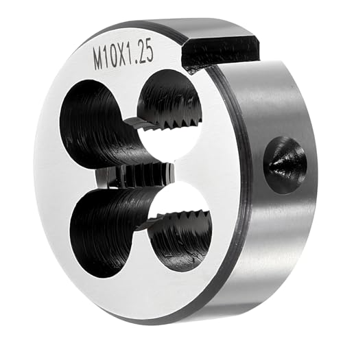 PATIKIL M10 x 1.25mm Round Threading Die, Metric Right Hand Alloy Steel Machine Thread, Non-Adjustable Repair Screw Cutting Tool for Mild Steel, Copper, Aluminum