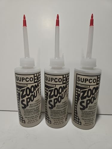 3 Pack SUP CO Zoom Spout Oiler 4oz All-Purpose Turbine Oil M098 Telescoping-Spout HVAC Motors Pumps Sewing Machines Clear