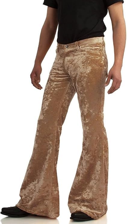 Image of EVEDESIGN Mens Bell Bottom Velvet Pants 60s 70s Disco Outfits for Men Vintage Flared Jeans