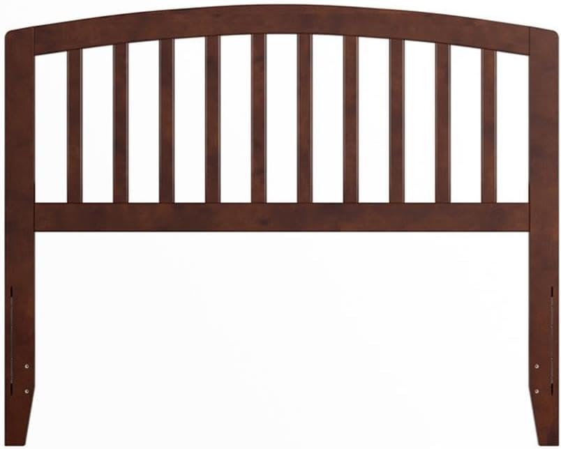 Pemberly Row Full Wood Headboard, Walnut Finish, 55.75" W x 44.5" H, USB Charging Station, Mission Style Design, Solid Hardwood Construction, Bedroom Compatible