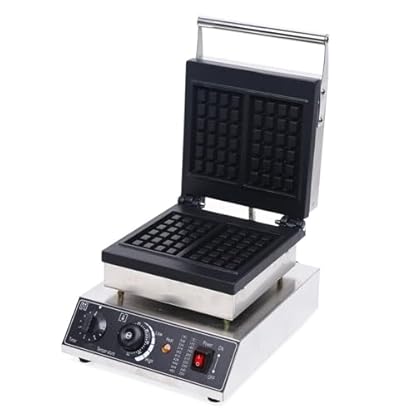 OUBUBY Waffeleisen, Belgischer Waffelofen Antihaft Waffelgerät Zweikammer Waffelgerät Rechteckiges Waffelgerät Waffelofen Edelstahlgehäuse 1,5kw Geeignet für Bäckereien Restaurants