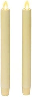 Flickering Flameless Ivory Taper Candles - Warm LED Light Flame - 2 AA Battery Operated Decor for Dining Room Table Centerpieces, Fireplace Mantel, Dinner Party, Reception - Set of 2 Tapers