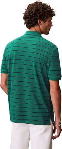 Calvin Klein Herren Poloshirt Kurzarm Striped Pique mit Knopfleiste, Grün (Enchanted Forest), XS – Ansicht 3