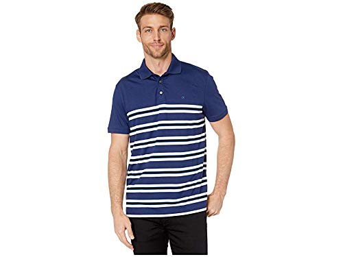 Image of Calvin Klein Men's Liquid Touch Polo Stripe with UV Protection