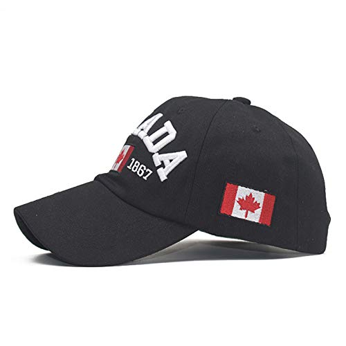 Canada-Embroidered Baseball-Cap Cotton-Dad Hat Maple Leafs Hat Unisex Black #TOP1