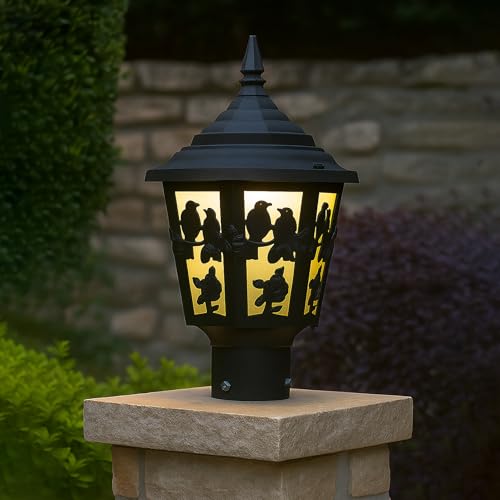 Image of SINOMAN Exterior Outdoor Gate Lamp Light Outdoor Post Light, Matt Black Pillar Lamp Fixtures Bird Design Perfect for Patio Porch Garden and Gate Post Decor (Bulb Not Included) (Pack of 1)