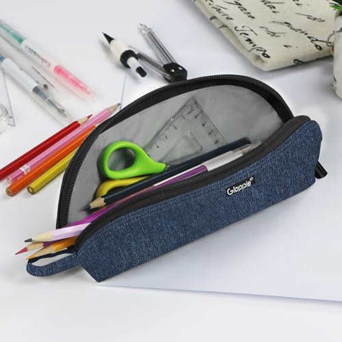 Image of Gloppie Pencil Pouch - Practical Pencil Case, Aesthetic Simple Pencil Bag, Small Pen Holder, Back to School Supplies for Girls Boys, Blue