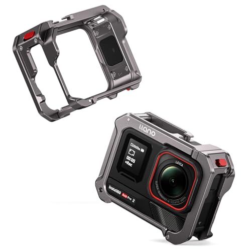 llano Aluminium-Kamerakäfig für Insta360 Ace Pro 2/Ace Pro/Ace Schutzrahmen mit Kaltschuh & 1/4-Gewinde schneller Akkuzugriff Insta360 Ace Pro 2 Gehäuse & Zubehör Gunmetal