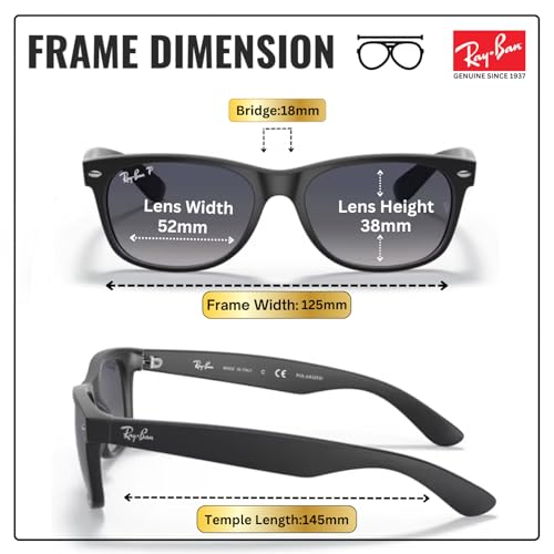 Image of Ray-Ban RB2132 NEW WAYFARER CLASSIC Square Shaped Sunglasses for Men & Women with Official RAYBAN Eyewear Kit