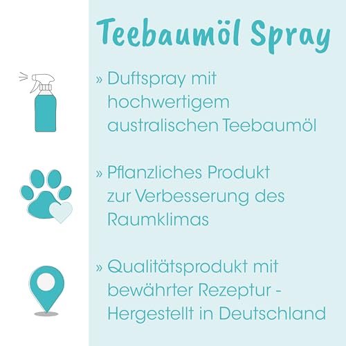 cdVet Naturprodukte casaCare Teebaumöl Spray 100 ml - Duftölspray - angenehmer + frischer Duft - Reinigung der Atemluft - Verbesserung Raumklima - ätherische Öle - Wohlbefinden - natürlich -