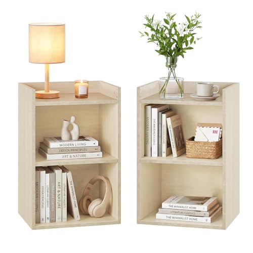 VASAGLE CUSTOS Collection - Lot de 2, Tables de Chevet avec Compartiments Ouverts, Tables d’Appoint avec Étagère Réglable, Double Usage, Montage Simple,...