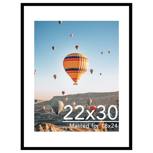 Image of JCJMY 22x30 Picture Frame with 18x24 Mat, Display Photo 18x24 with Mat or 22 x 30 Without Mat, Wall Hanging Large 22 by 30 Poster Frame with Plexiglass, Black