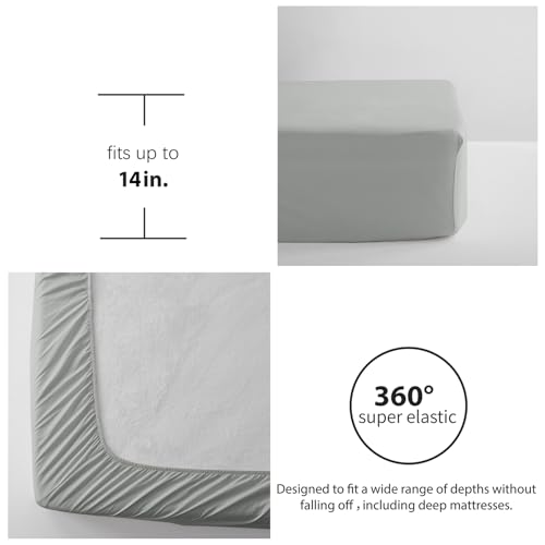Image of Zzlpp Full Comforter Set 7 Pieces, Grey Seersucker Bed in a Bag with Comforter and Sheets, All Season Bedding Sets with 1 Comforter, 2 Pillow Shams, 2 Pillowcases, 1 Flat Sheet, 1 Fitted Sheet