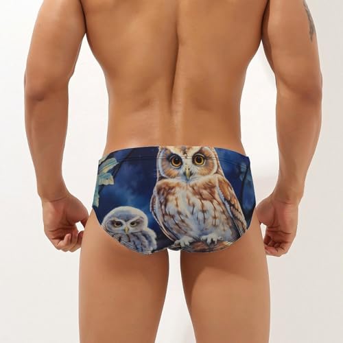 Owl Mama and Little Men's Swim Briefs Sexy Bikini Swimsuit Beach Shorts Underwear Low Waist2