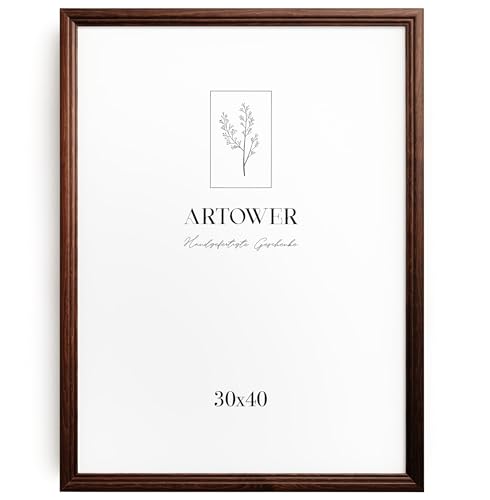 Artower Bilderrahmen Vintage Braun Holz Rahmen für 30 x 40 cm | Posterrahmen Groß Collage | Picture Frame Vintage Brown Wood 30x40 cm | Retro Schmal Bilderrahmen | Braun Poster Rahmen