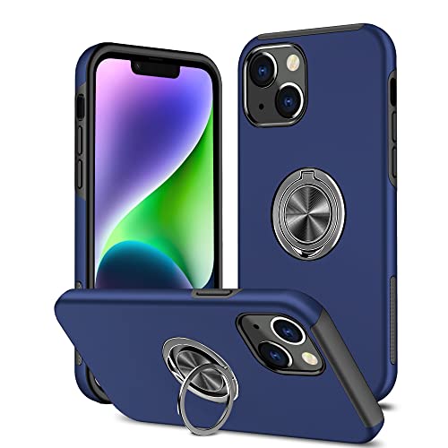 KRAFTCARE Case Compatible for iPhone 14 with Kickstand Ring, Upgrade Shockproof and Anti Scratch 360° Magnetic Ring Holder Stand Protective Phone Case Cover Compatible for iPhone 14 - Blue