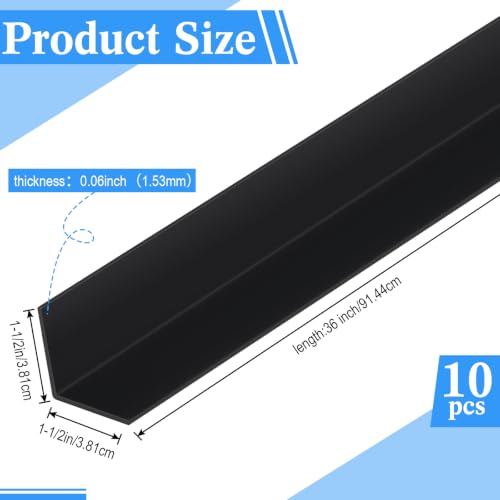Image of Sasylvia 10 Pcs Wall Corner Guard, 1-1 /2 X 36 Inches, Black, Vinyl | Prevent Scratches on Wall Corners Doors Furniture Cabinets, Corner Protectors Easy Install, Clear Finish for Edge Protection