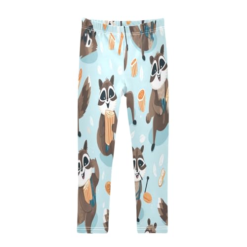 Toddler Girls Leggings Printed Yoga Pants Leggings Brown Raccoon for Kids
