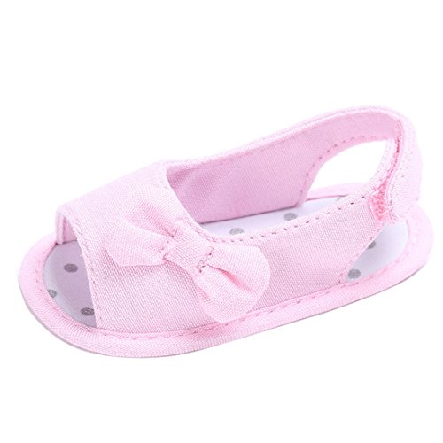Gaorui Baby Shoes Toddler Boy Girls First Walker Slippers Anti-Slip Sneaker Summer Sandals peep-Toe with Bowknot Pink
