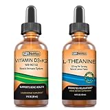 SBR Nutrition D3+K2 and L-Theanine Bundle Vitamin D3K2 (MK7) Liquid Drops, Peppermint, 1oz | L thean